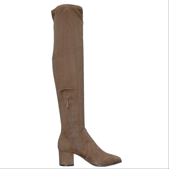 Stretch Suede Kitten Heel Over-the-Knee Boots - Picture 4 of 6